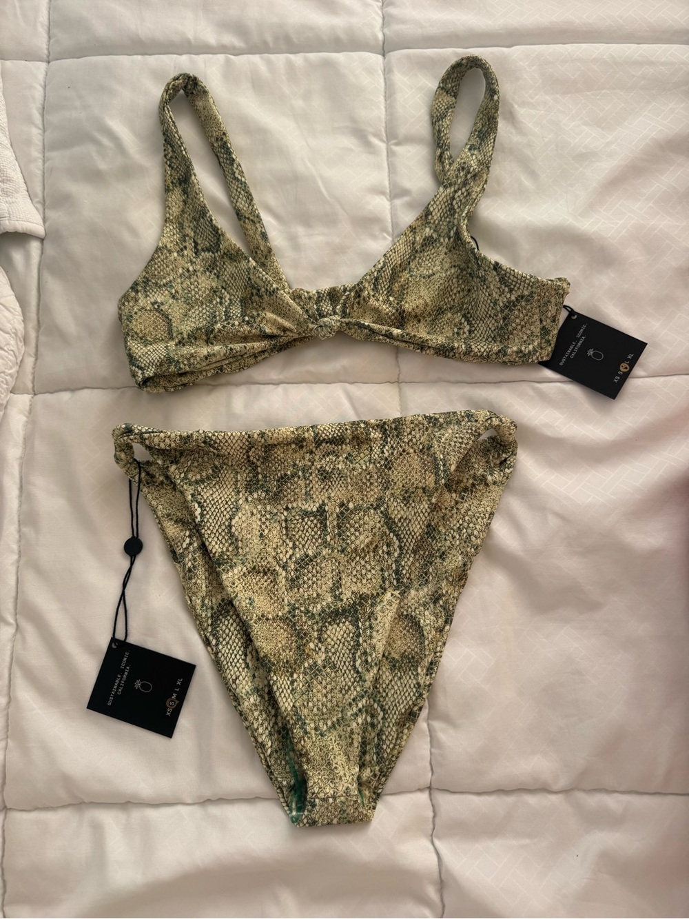 Skatie Olive Snake-Print Bikini Set